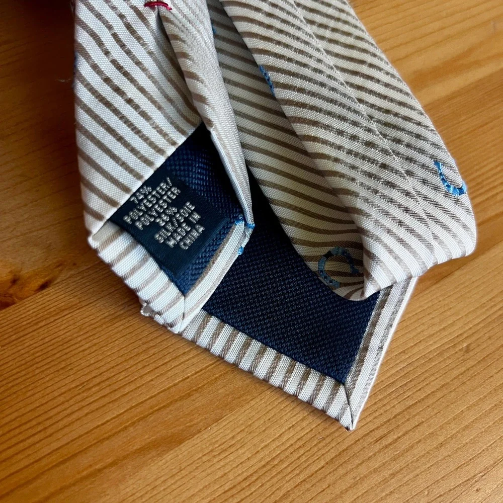 Tommy Hilfiger Striped Tie Blue Horseshoe Print Silk Blend Casual‎ 0020 $69.50